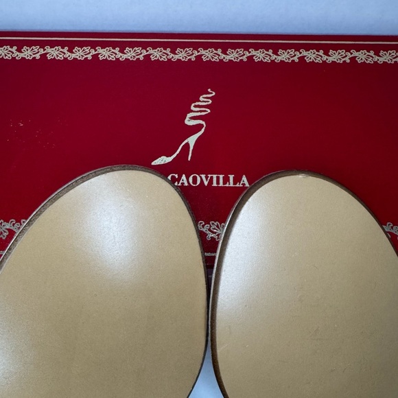 René Caovilla Leather Crystal Embellishments T-Strap Leather Sandals Size 38. - Picture 8 of 8